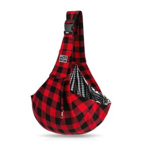 Pet Supplies Red And Black Plaid Shoulder Strap Adjustable Buckle Single-shoulder Bag (Option: Red And Black)