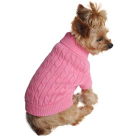 Dog Cable Knit 100% Cotton Sweater (Color: Candy Pink, Size: XX-Small)