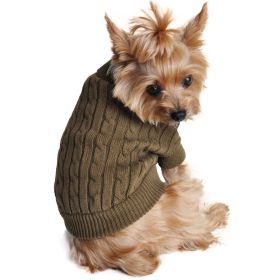 Dog Cable Knit 100% Cotton Sweater (Color: Herb Green, Size: XX-Small)